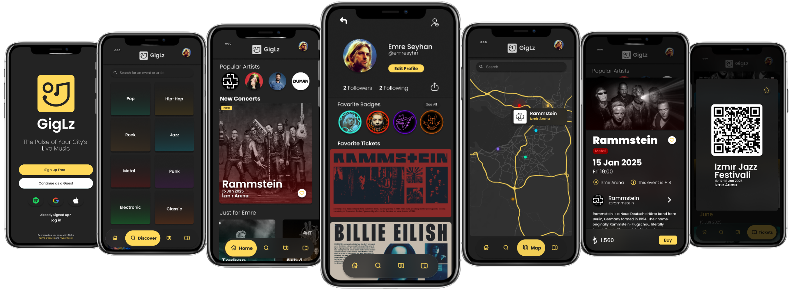 Giglz App Screens